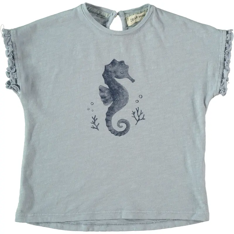 Seahorse shirt celest Dear Mini