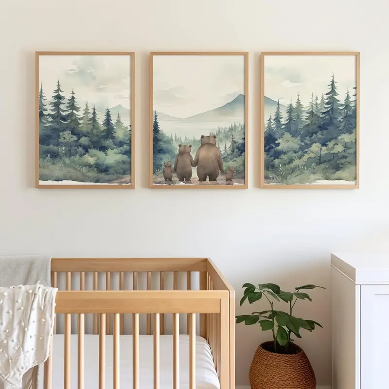 Set van 3 Canvas 'Beren Familie' (2 varianten)