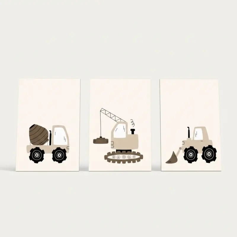 Set van 3 Canvas 'Constructie Voertuigen'