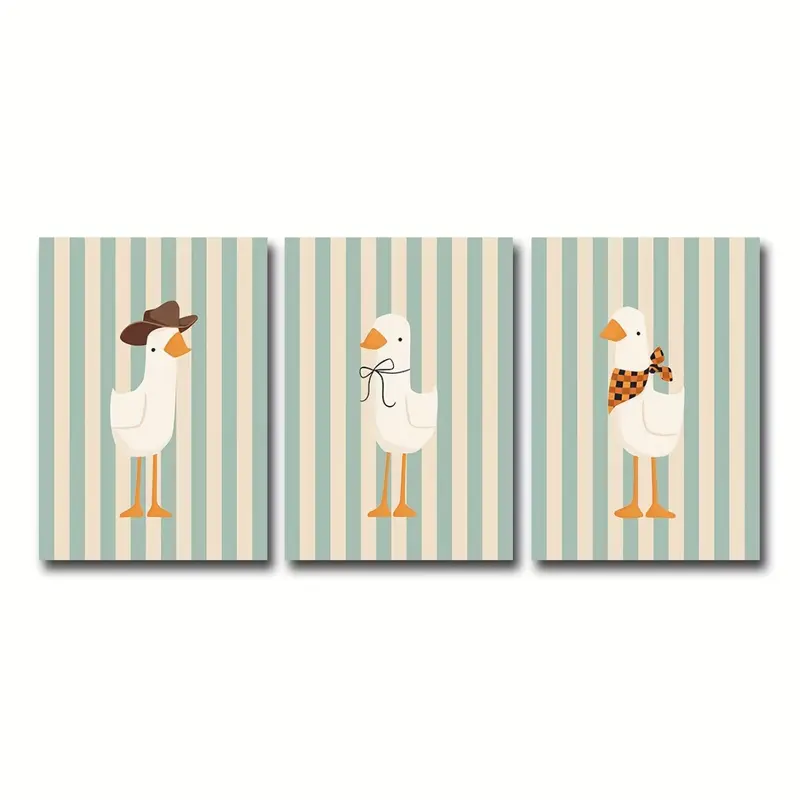 Set van 3 Canvas 'Grappige Ganzen'