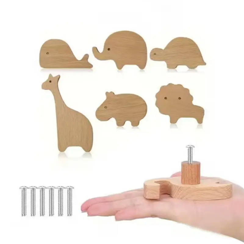 Set van 6 Houten Meubelknopjes