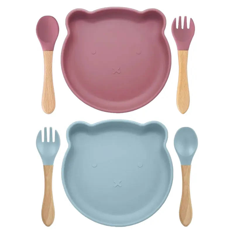 Siliconen Beren Servies (3 kleuren)