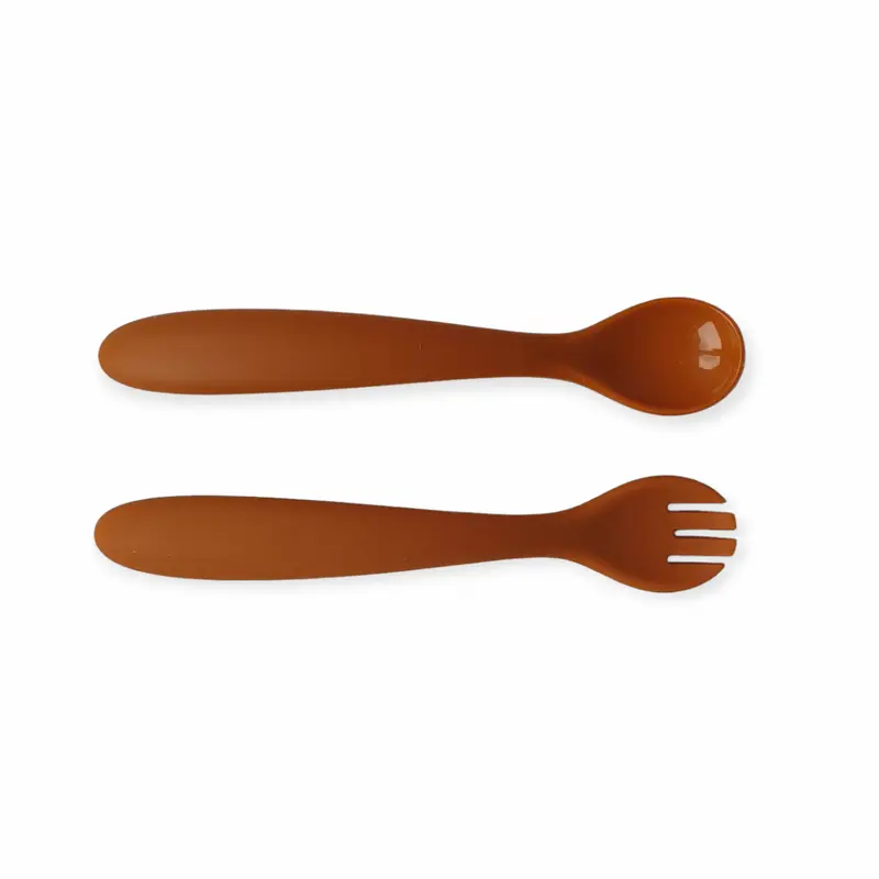 Siliconen Lepel en Vork 'Puck' - Rusty Robot