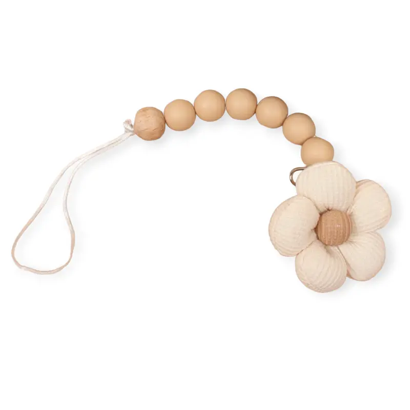 Siliconen Speenkoord met Beige Bloem