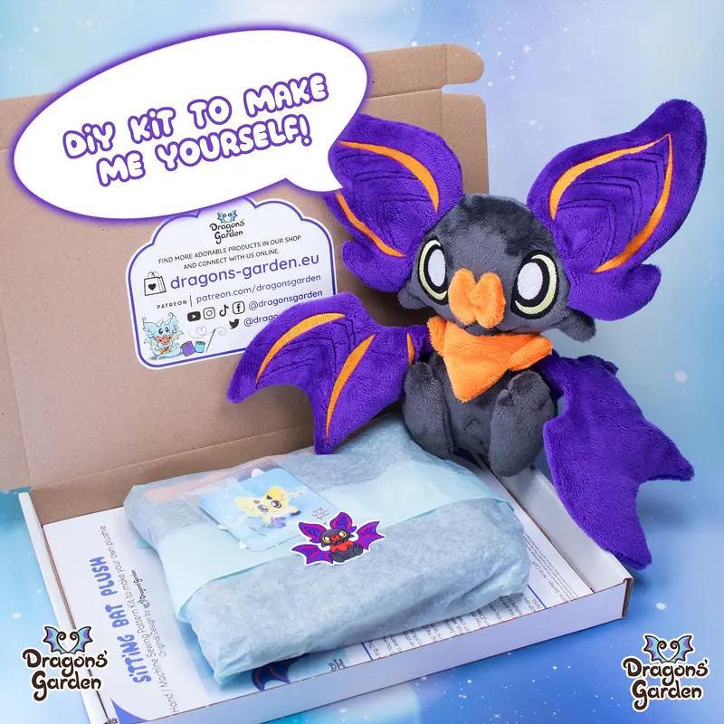 Sitting Bat Plushie Sewing Kit