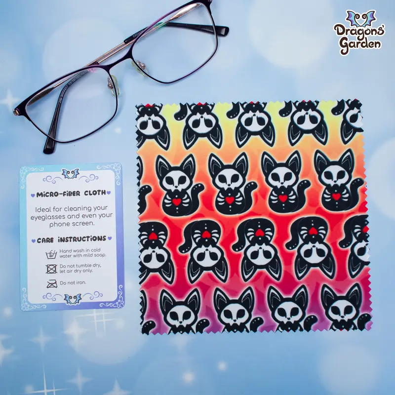Skeleton Kitty | Microfiber Lens Cleaning Cloth