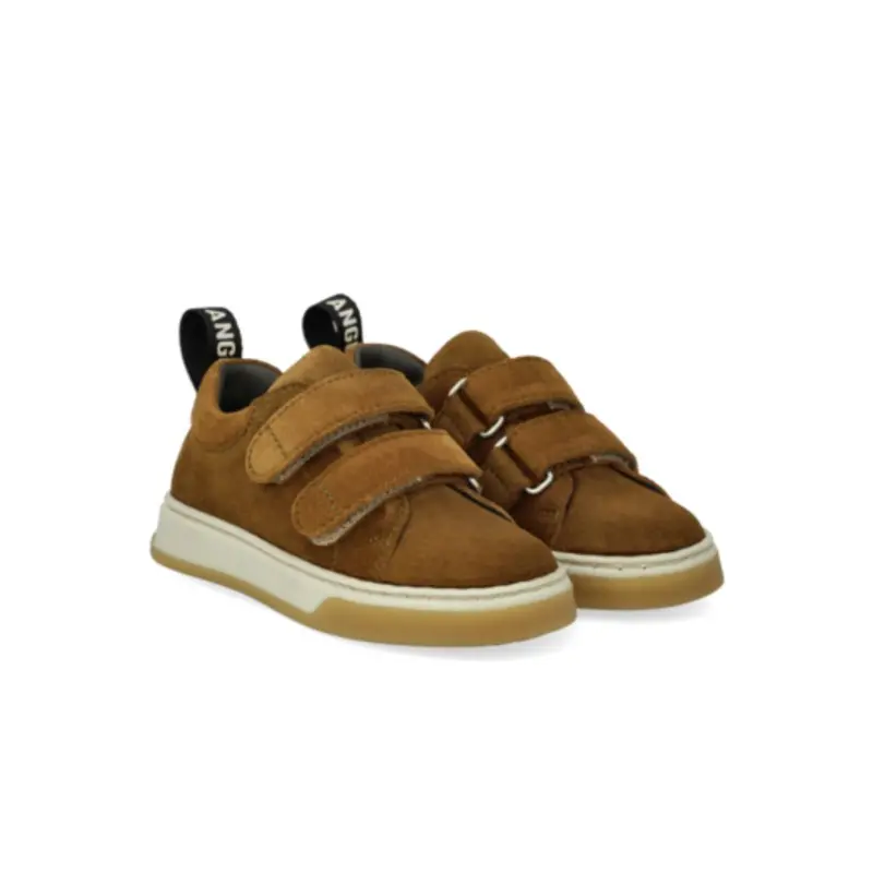 Sneakers klitteband - Suede - Mustard/bruin - Angulus