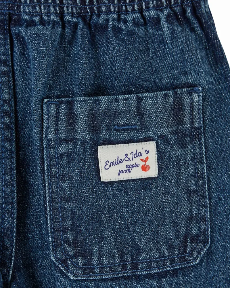 Soepele denim broek met elastische taille – Donkerblauw – Pantalon Garcon - Emile et Ida
