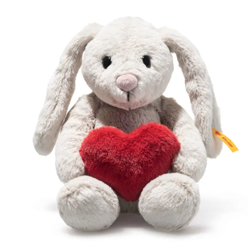 Steiff knuffel konijn Hoppie Love 16 cm licht grijs