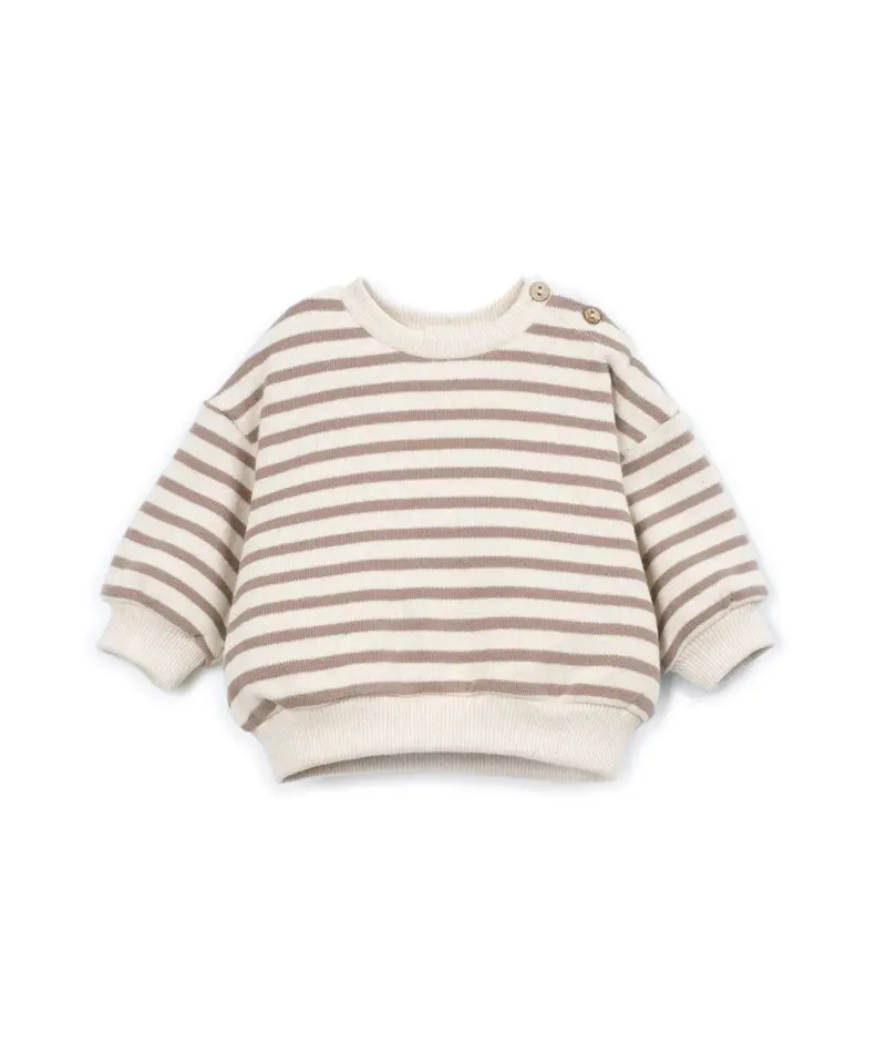 Striped Jersey Sweater - Drawing/Brown - Katoen & gerecycled katoen - Play Up