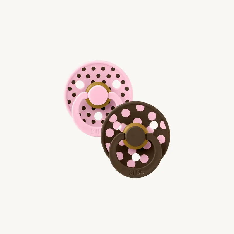 STUDIO Colour fopspenen 2 Pack Polka - Baby Pink/Mocha - Rond - Natuurlijk rubberlatex - BIBS