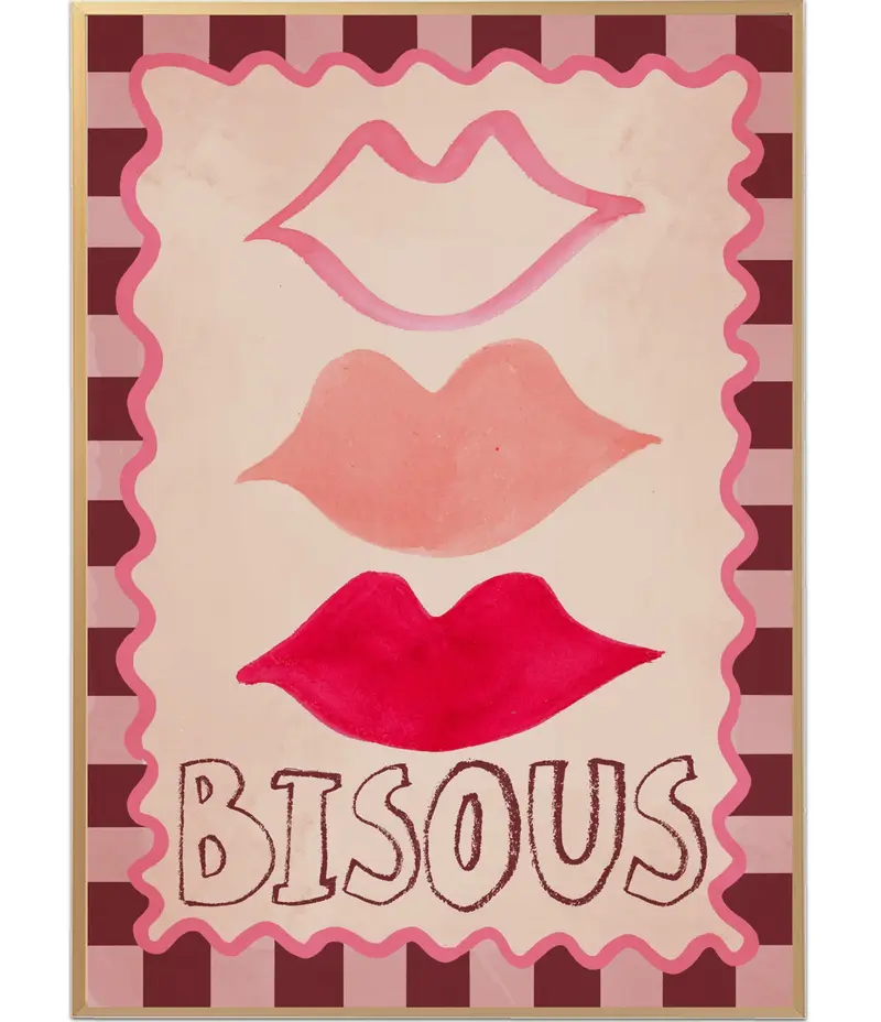 Studio loco poster Lips Bisous 50 x 70 cm
