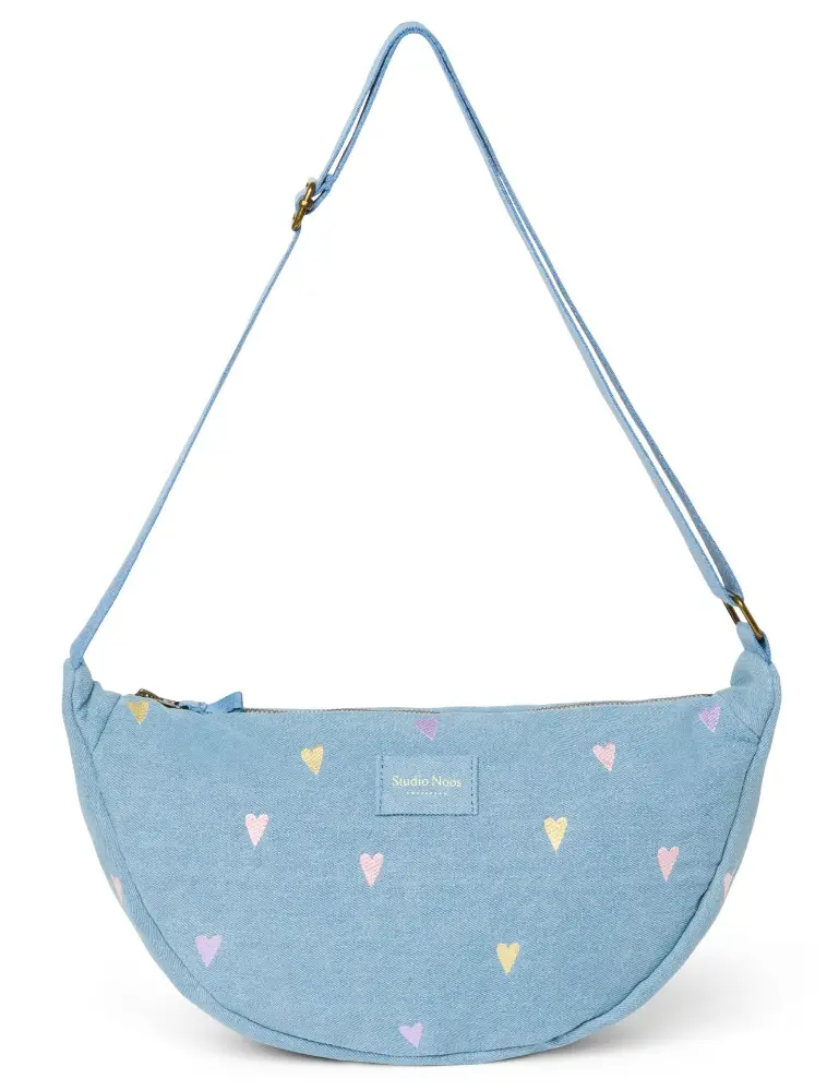 Studio Noos denim fanny pack light blue hearts