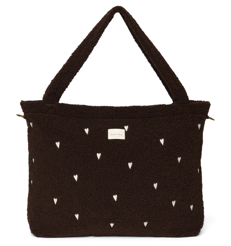 Studio Noos diaper bag teddy chocolate brown hearts