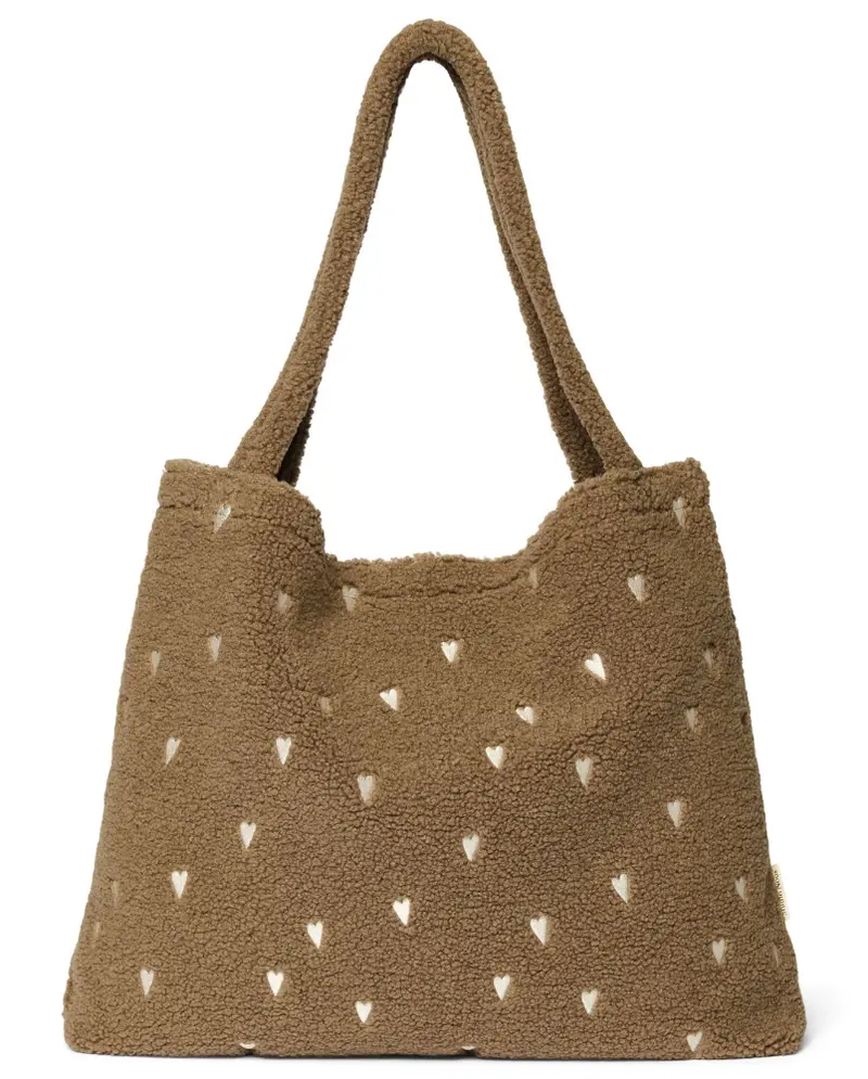Studio Noos mom bag teddy brown hearts