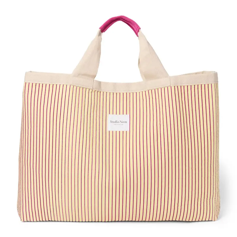 Studio Noos poplin beach bag butter yellow striped