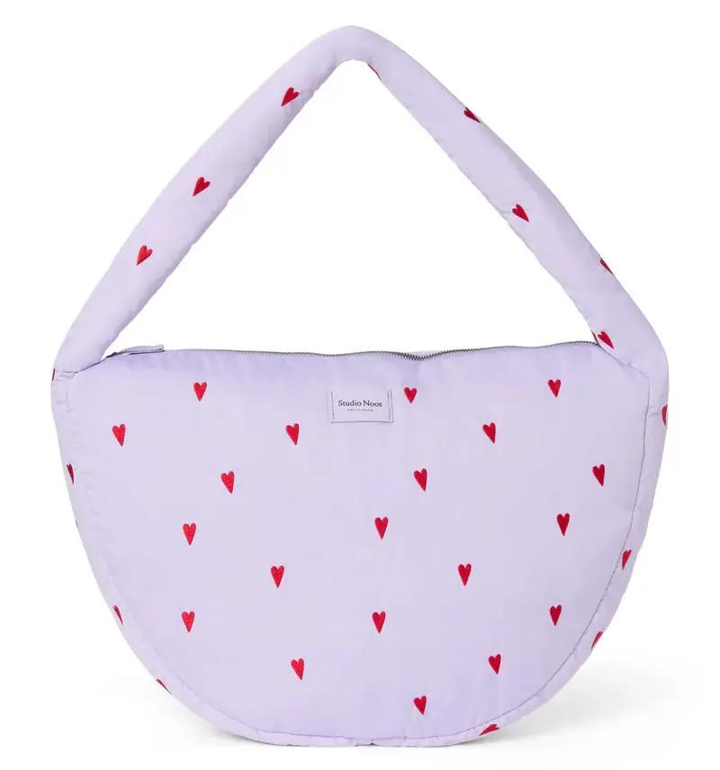 Studio Noos puffy cross body bag purple hearts