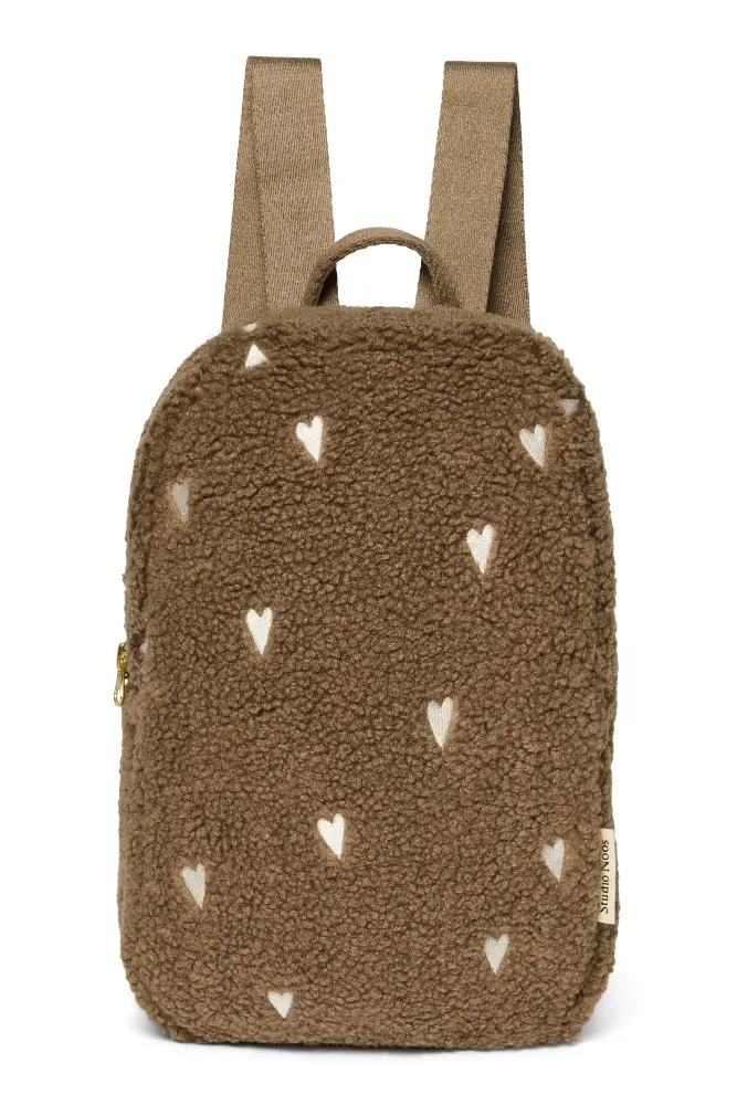 Studio Noos rugzak mini teddy brown hearts