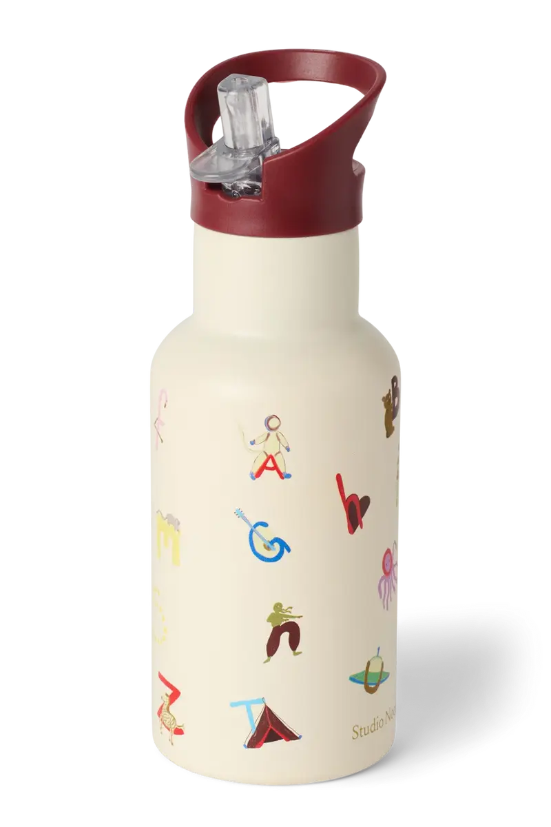 Studio Noos RVS drinkfles RVS 350 ml alphabet