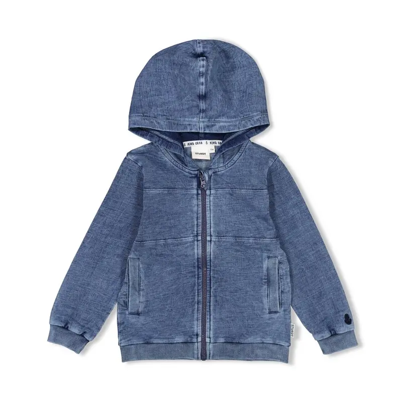 Sturdy Sweatvest met capuchon L.blauw denim-The Getaway