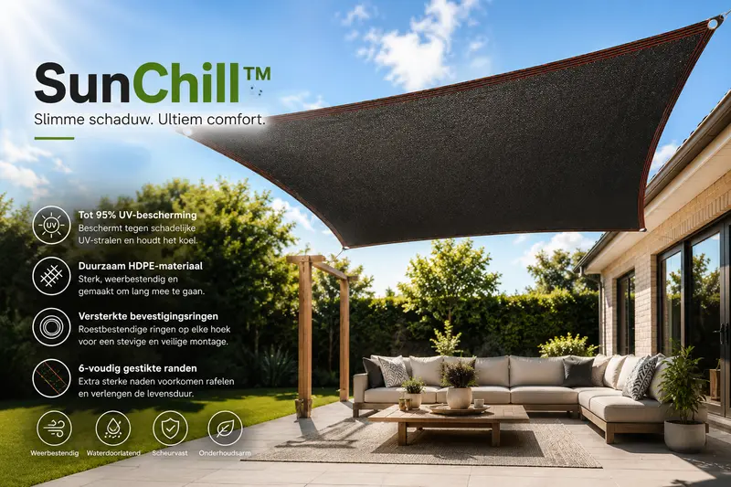 SunChill™ | Premium HDPE Schaduwdoek voor Koelte en Zonwering