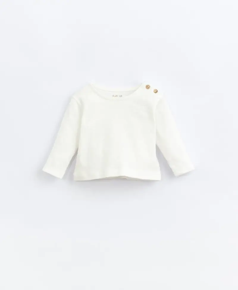 T-shirt in Organic Cotton with Shoulder Opening - Plaster