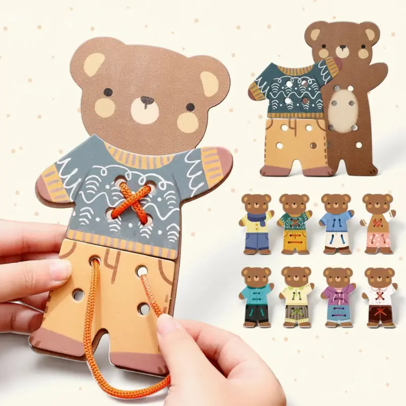 ThreadBear – Cute & Educational – Montessori Threading Toy Bear