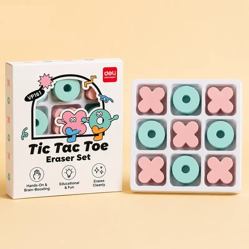 TicFun – Cute & Practical – Tic-Tac-Toe Eraser Set