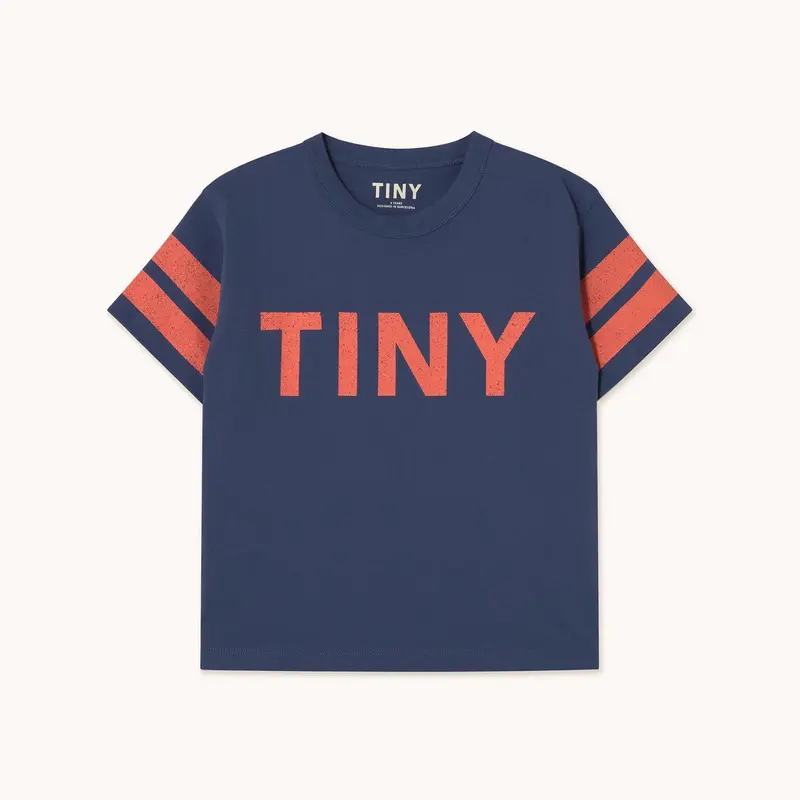 Tinycottons stripes logo tee light navy