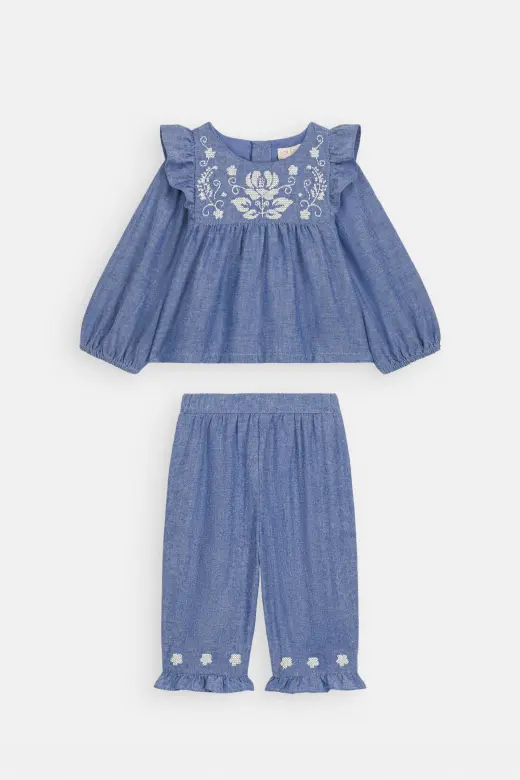 Top Bottom Mikani – Set Light Blue Denim – 100% Biologisch Katoen – Louise Misha