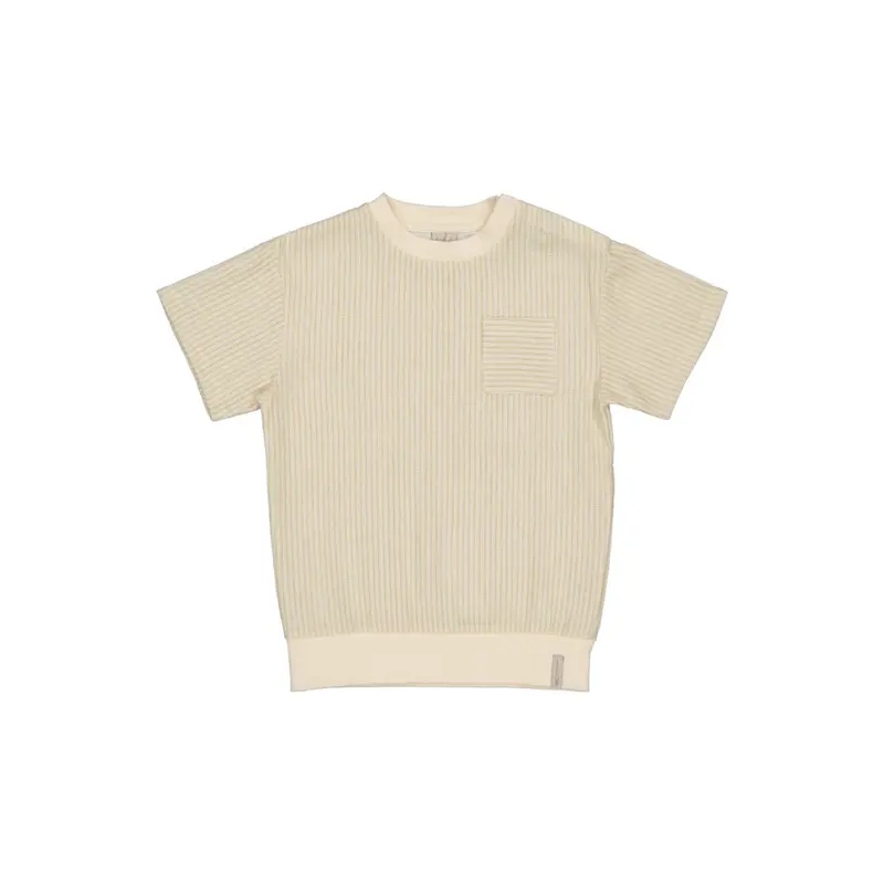 Top korte mouw Benico - Katoen - Off White/Stripe - Levv Labels