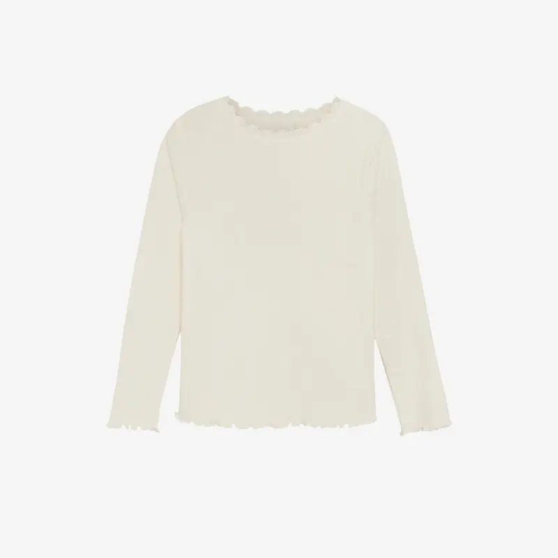 Top lange mouw - Modal katoen - Tofu/off white - Huttelihut