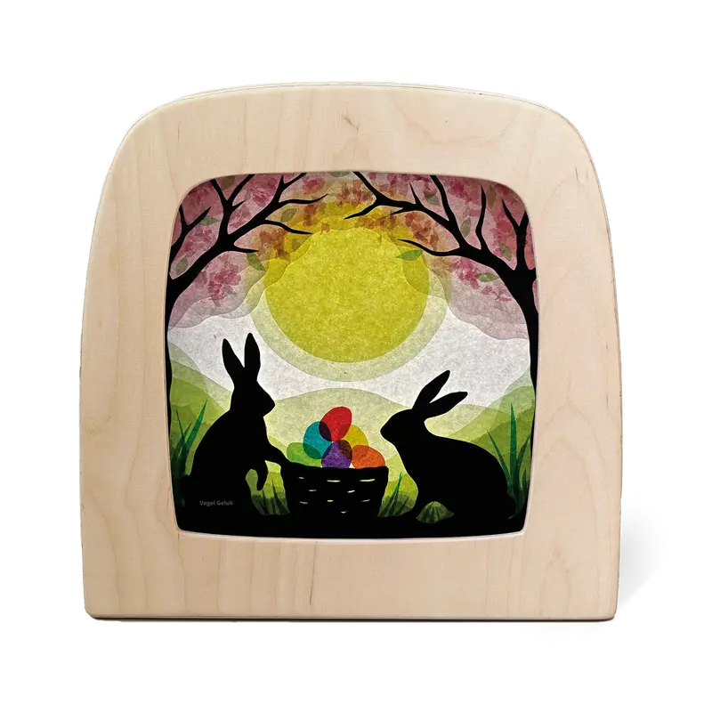 Toverplaat Bunny Treasures Silhouette Pasen – Vogel Geluk