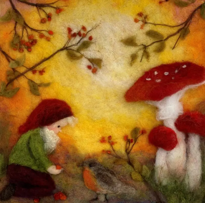 Toverplaat Kabouter met paddestoelen - Ann Galland