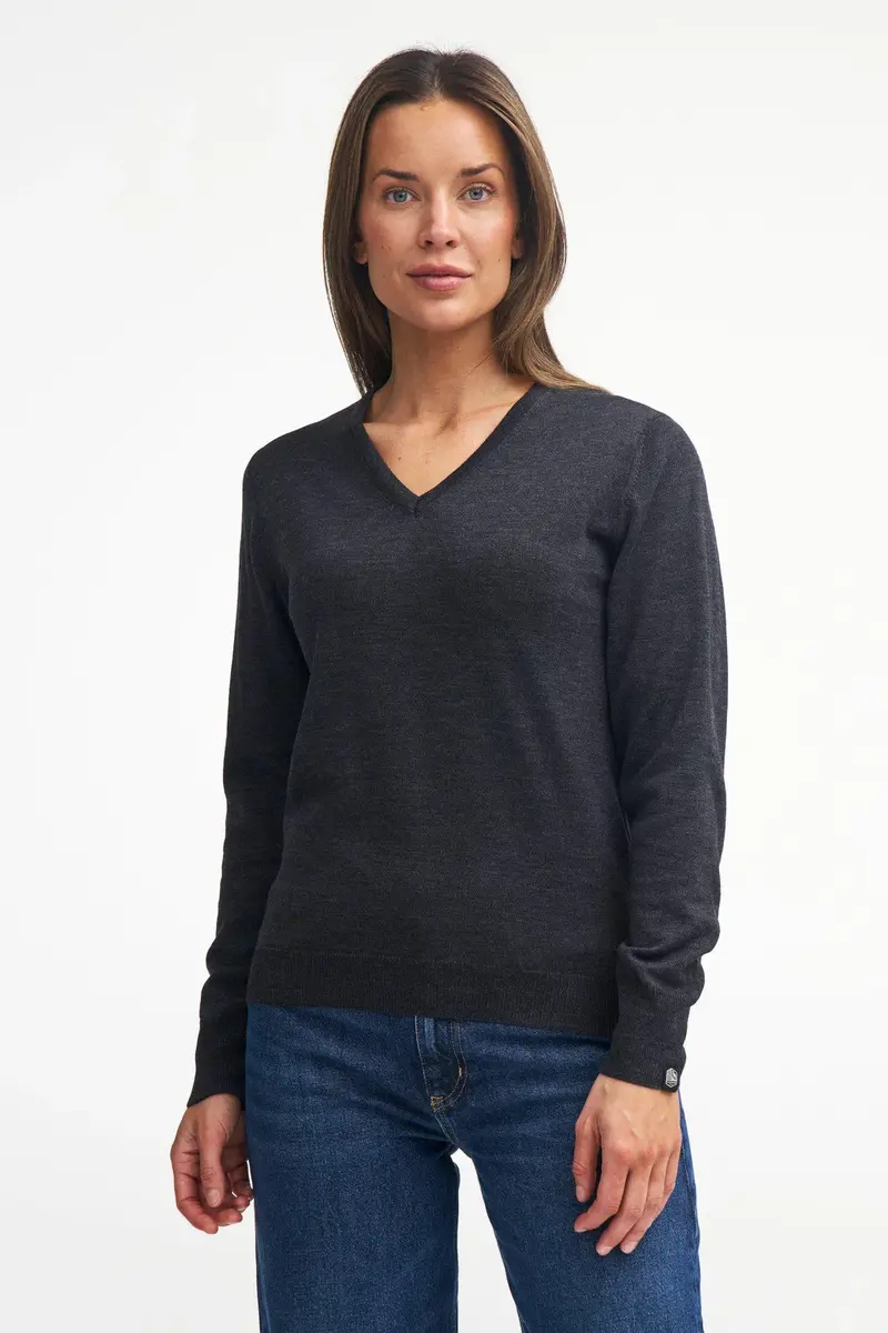 Trui Merino V-neck Female - Graphite Marl - Ivanhoe of Sweden