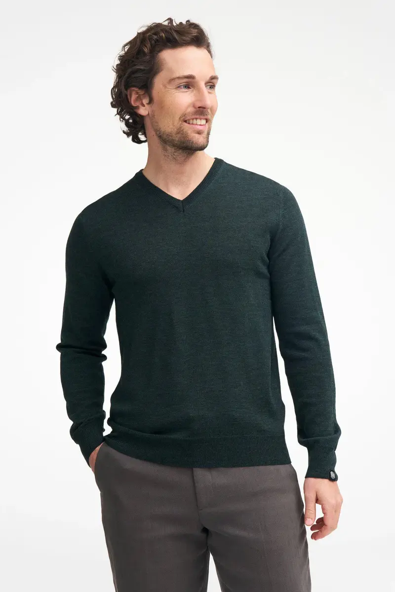 Trui Merino V-neck Male - Riffle Green - Ivanhoe of Sweden