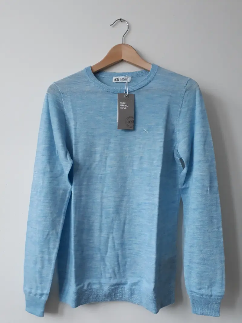 Trui Merino wol blauw 158/164 - 2dehands nieuw