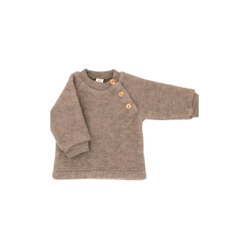 Trui Raglan - Wol fleece - Bruin/walnoot - Engel Natur