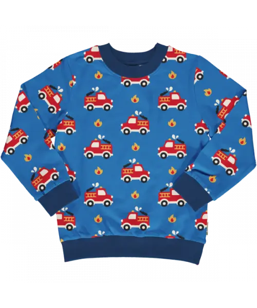 Trui / Sweater Lined Fire Truck - Maxomorra