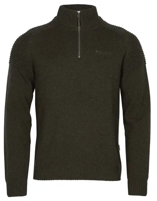 Värnamo T-neck Sweater 100% wol – Men – Dark Green - Pinewood