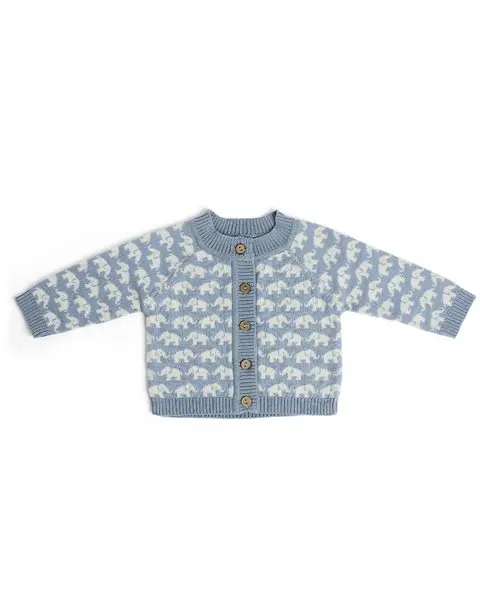 Vestje Olifantjes - Merino wol - Blauw - Smallstuff