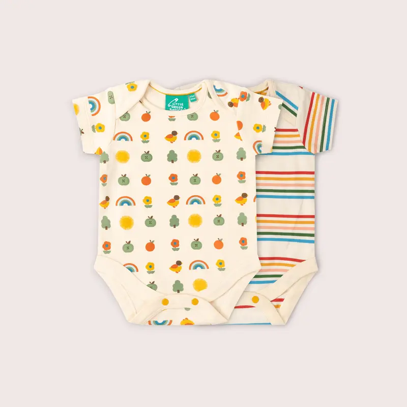 Vintage Rainbows Organic Baby Bodysuit 2 Pack