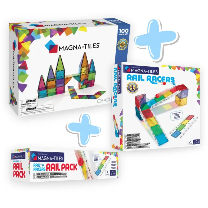 Voordeelbundel! Magna Tiles Rail Racers - 141 magnetische tegels