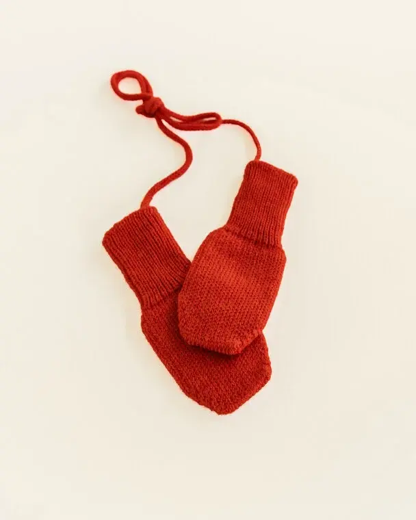 Wanten met koord - 100% extra fine Italiaanse merino wol - Hvid