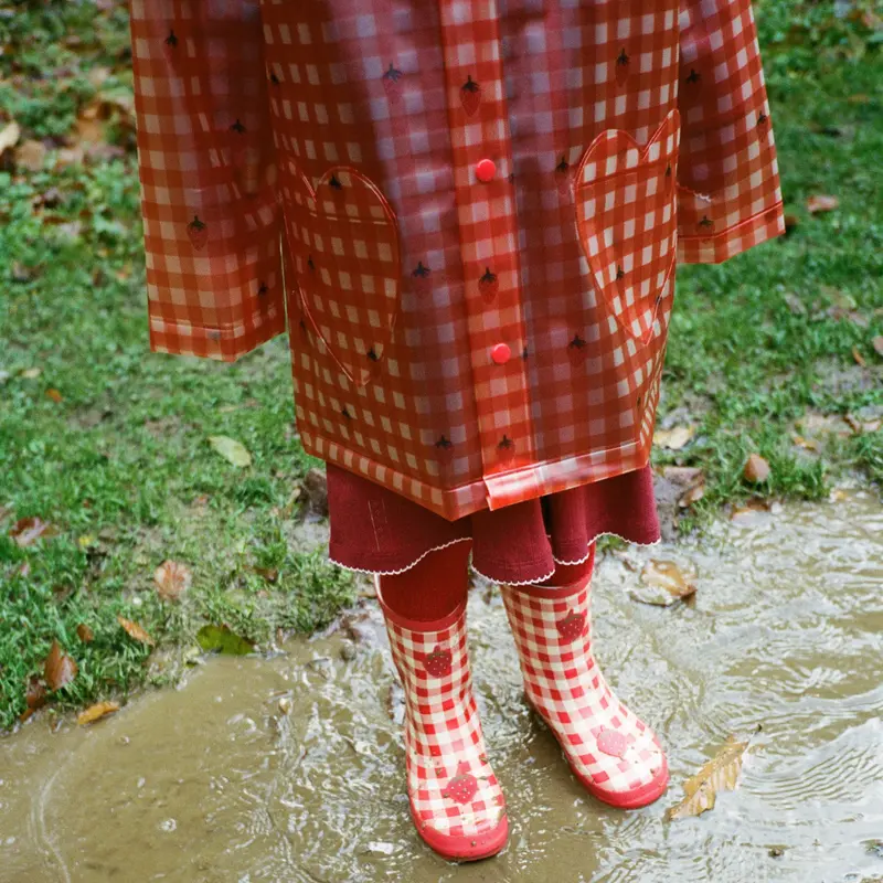 Waterdichte regenjas Iris – Berry Gingham – Flöss