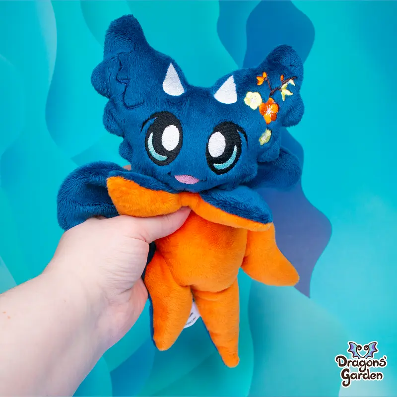 WEIGHTED | Jumbo Blue and Orange Blossom Dragon Plushie | Hanami
