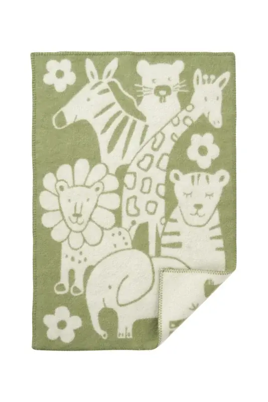 Wiegdeken - Biologisch wol - 65x90cm - Green/Picnic - Klippan