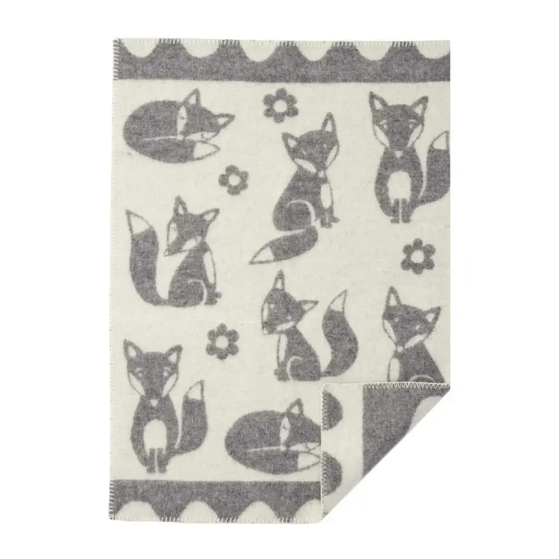 Wiegdeken Fox - Biologisch wol - Grijs/Grey - 65x90 cm - Klippan