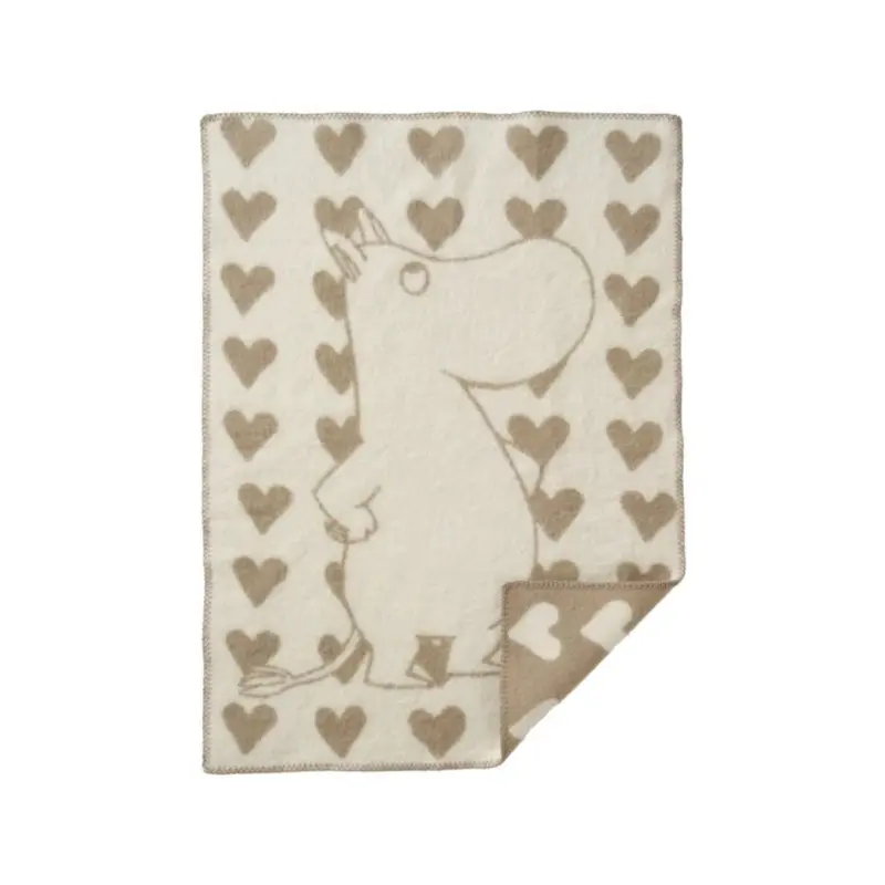 Wiegdeken Moomin Heart - Biologisch wol - Taupe/bruin - 65x90 cm - Klippan