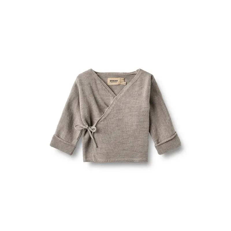 Wikkelvestje Cleo - Grey Moon - 100% merino wol - Wheat